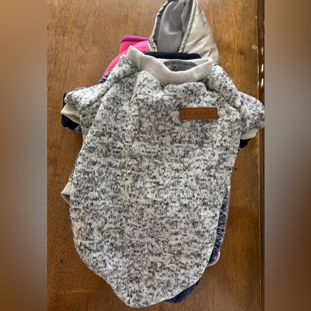 Bundle of small dog coat and sweaters